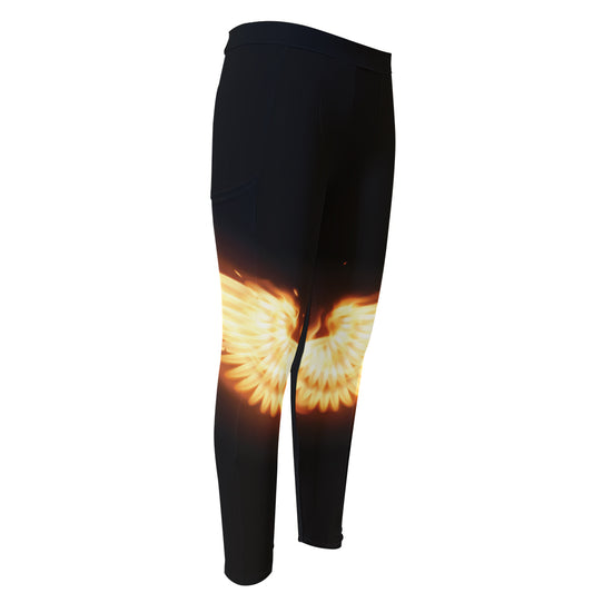 Flame Wings Print Men's Compression Pants