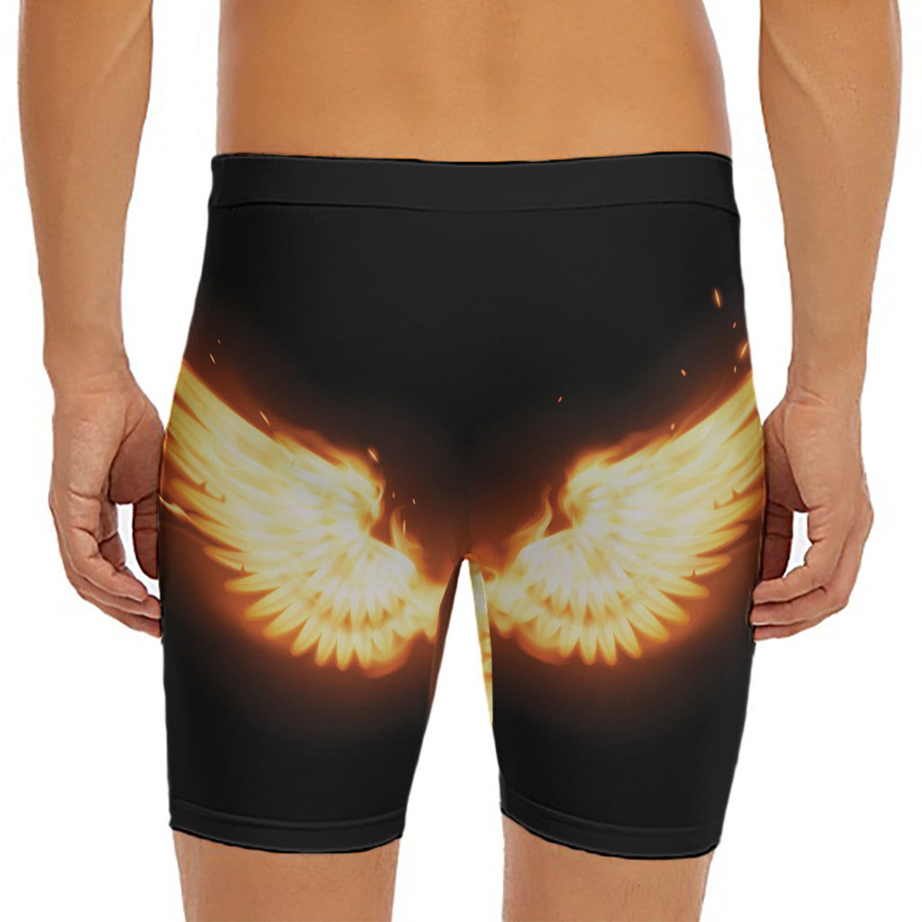 Flame Wings Print Men's Long Boxer Briefs