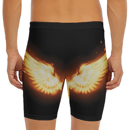 Flame Wings Print Men's Long Boxer Briefs