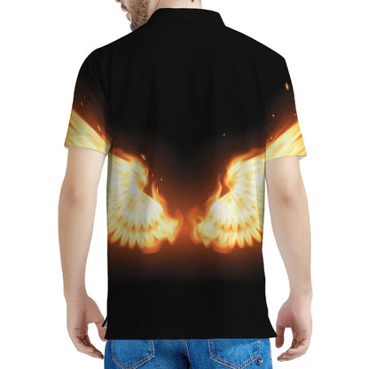 Flame Wings Print Men's Polo Shirt