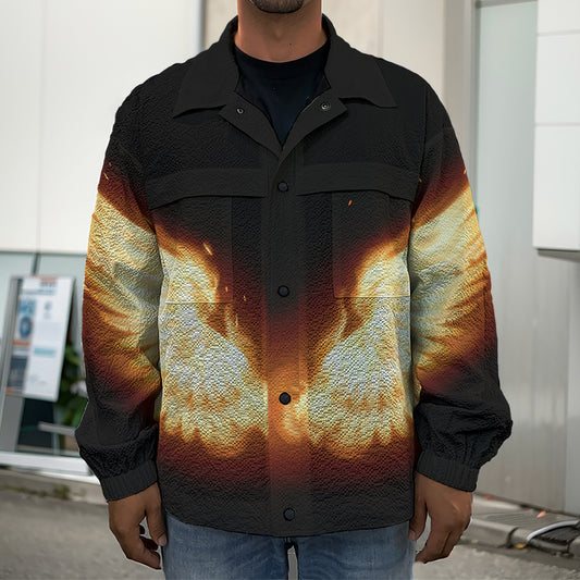 Flame Wings Print Men's Shirt Jacket
