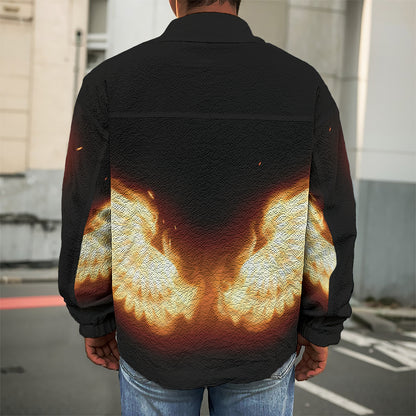 Flame Wings Print Men's Shirt Jacket