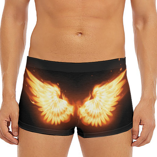 Flame Wings Print Men's Short Boxer Briefs