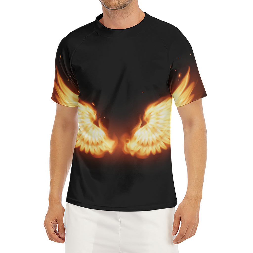 Flame Wings Print Men's Short Sleeve Rash Guard