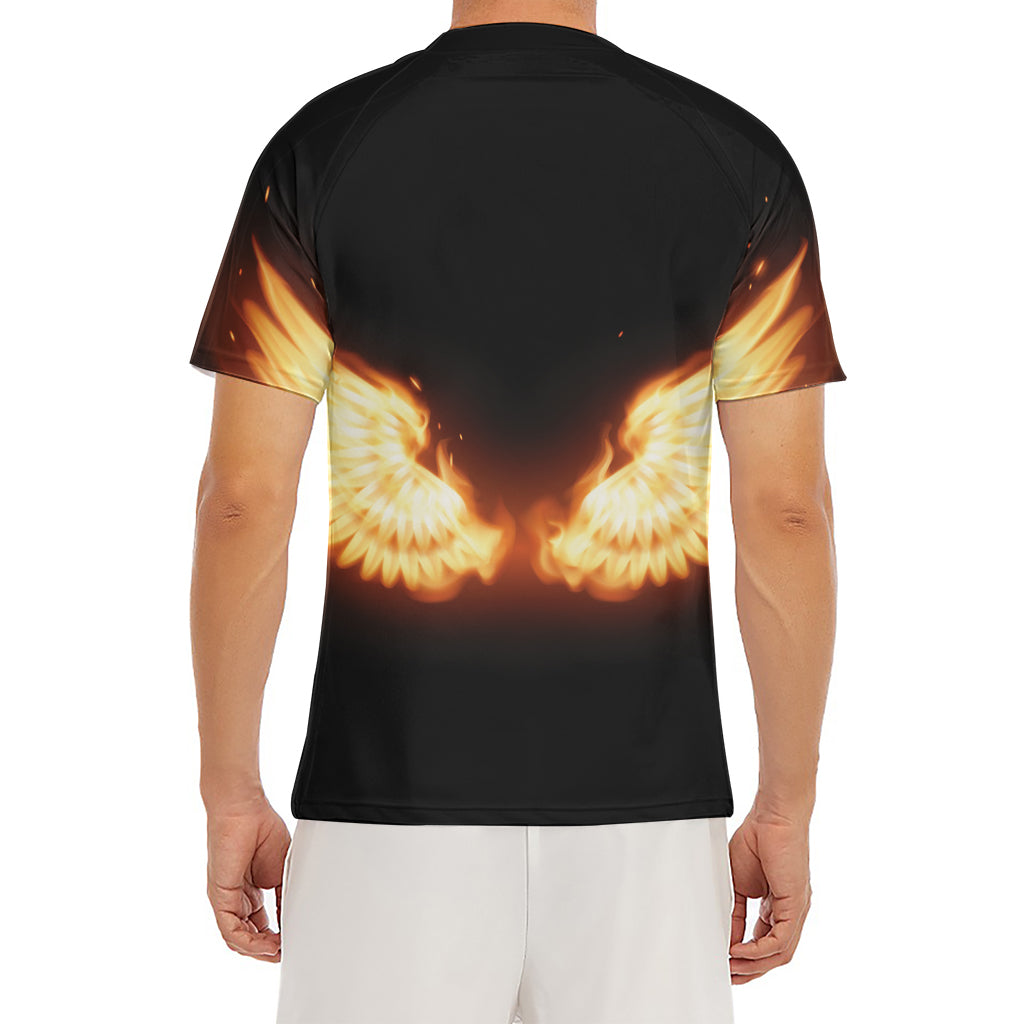 Flame Wings Print Men's Short Sleeve Rash Guard