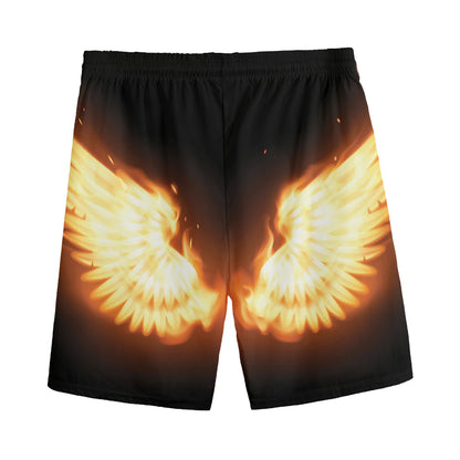 Flame Wings Print Men's Sports Shorts