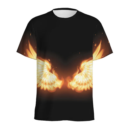 Flame Wings Print Men's Sports T-Shirt