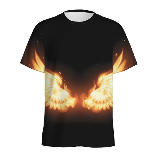 Flame Wings Print Men's Sports T-Shirt