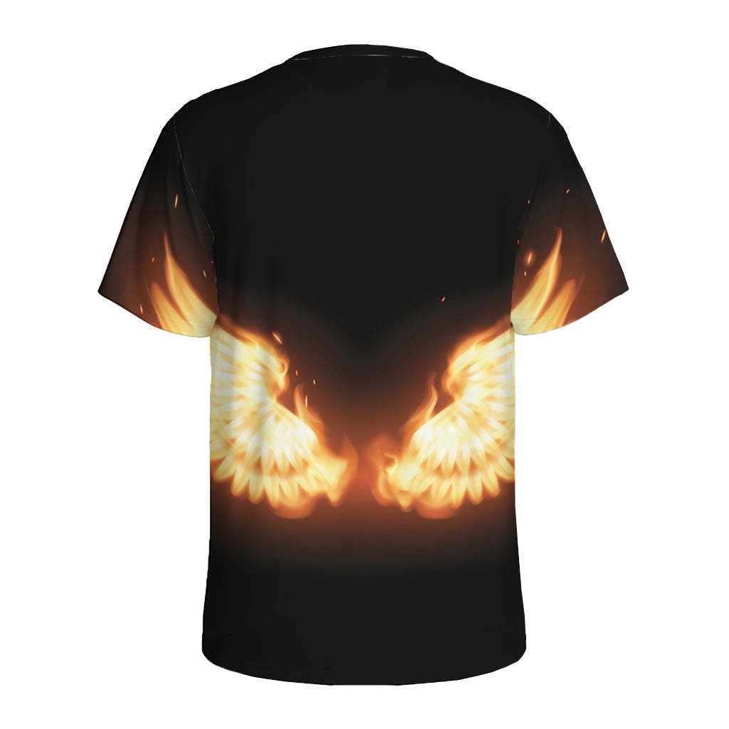 Flame Wings Print Men's Sports T-Shirt
