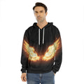 Flame Wings Print Men's Velvet Pullover Hoodie