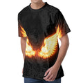 Flame Wings Print Men's Velvet T-Shirt