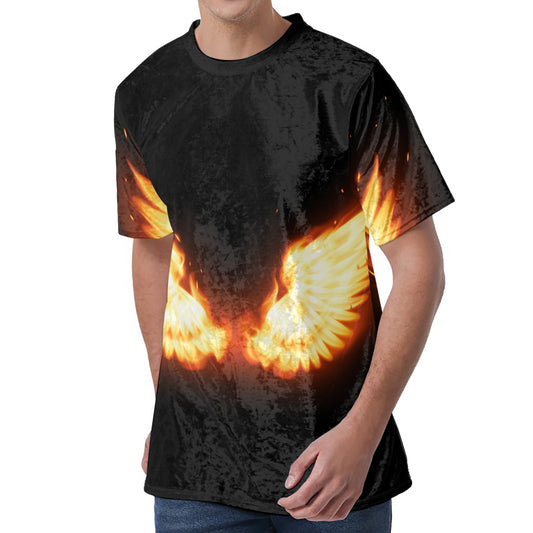 Flame Wings Print Men's Velvet T-Shirt