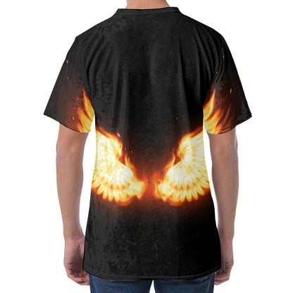 Flame Wings Print Men's Velvet T-Shirt