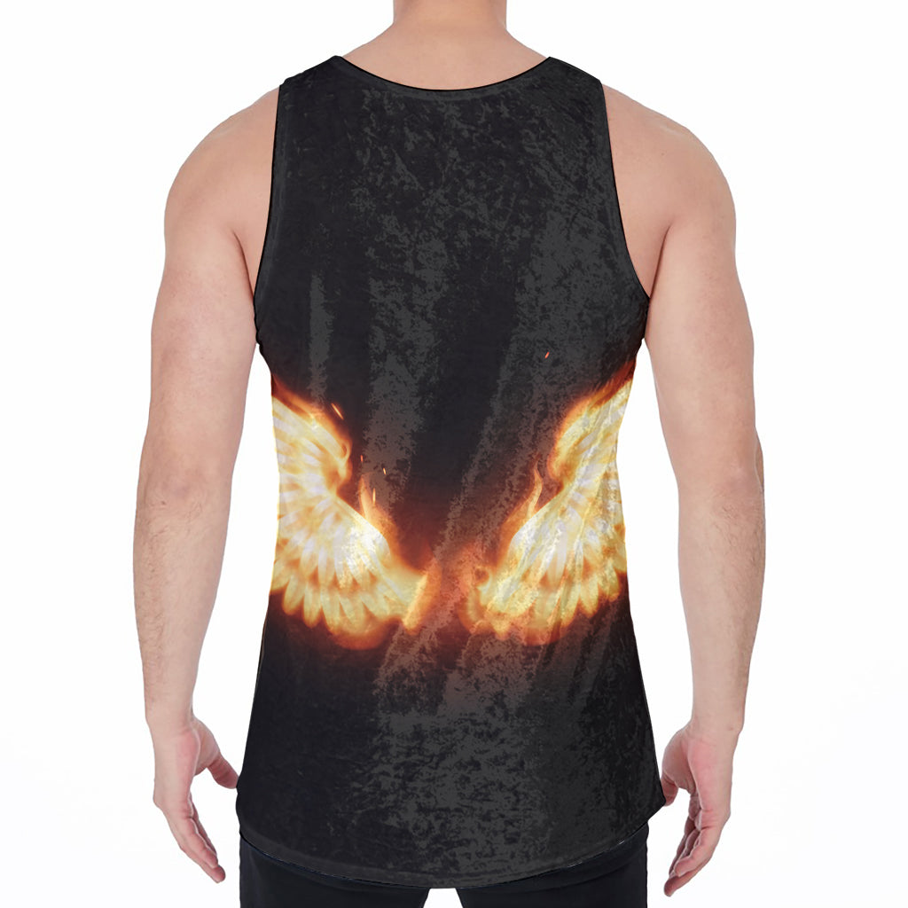 Flame Wings Print Men's Velvet Tank Top