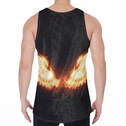 Flame Wings Print Men's Velvet Tank Top