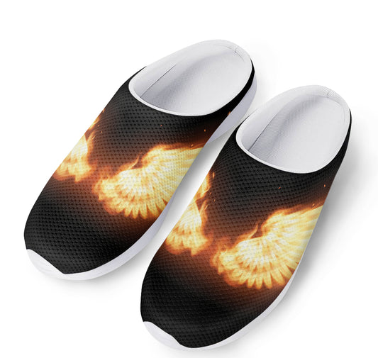 Flame Wings Print Mesh Casual Shoes
