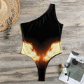 Flame Wings Print One Shoulder Bodysuit