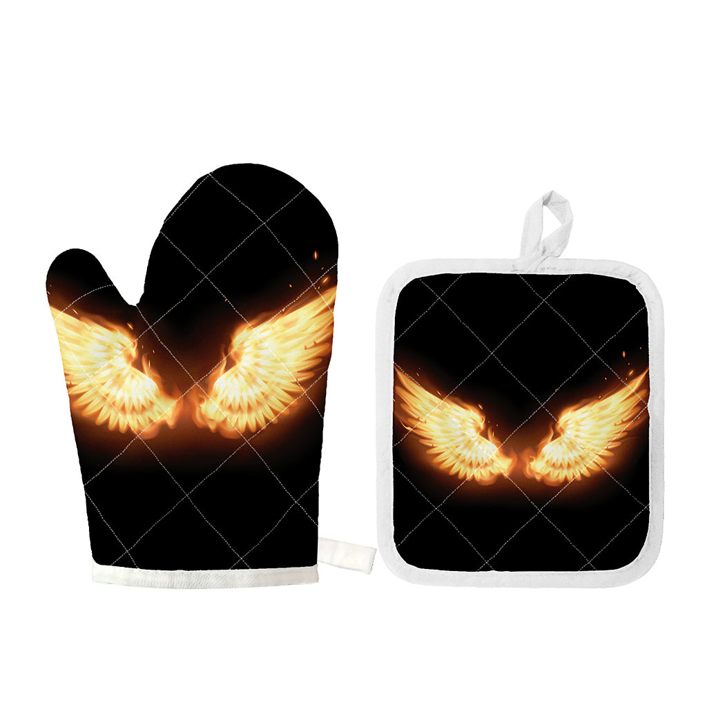 Flame Wings Print Oven Mitt And Pot Holder Set