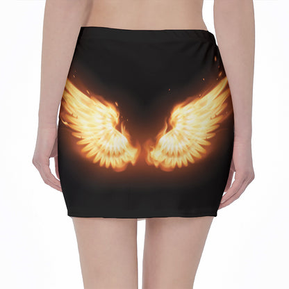 Flame Wings Print Pencil Mini Skirt