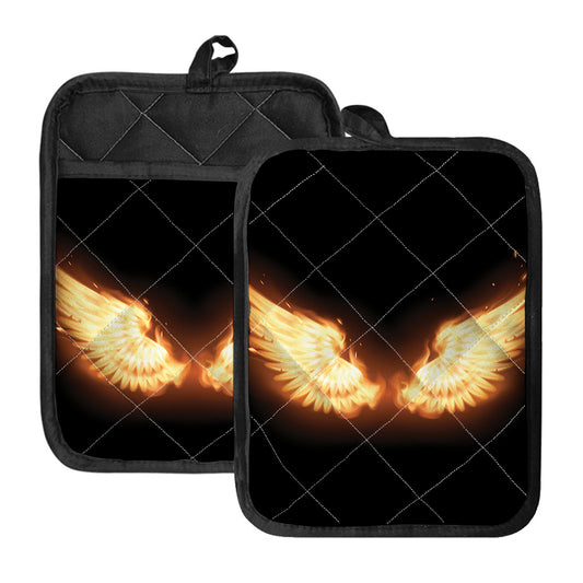 Flame Wings Print Pot Holders With Pocket
