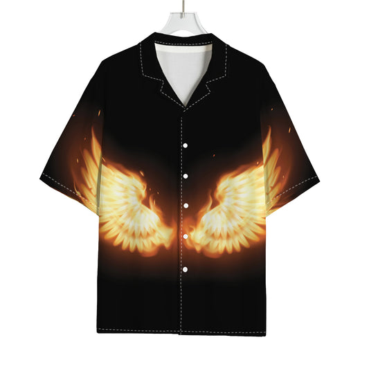 Flame Wings Print Rayon Hawaiian Shirt