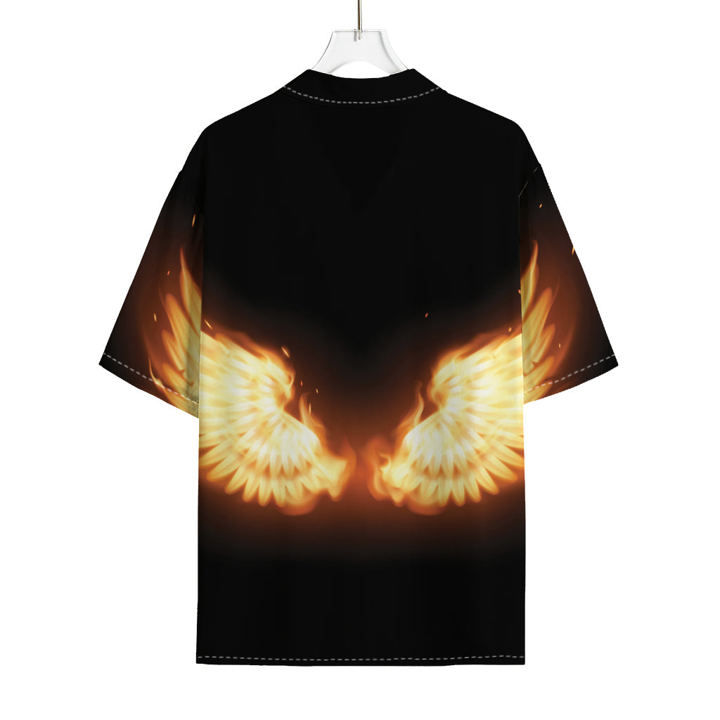 Flame Wings Print Rayon Hawaiian Shirt