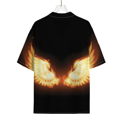 Flame Wings Print Rayon Hawaiian Shirt