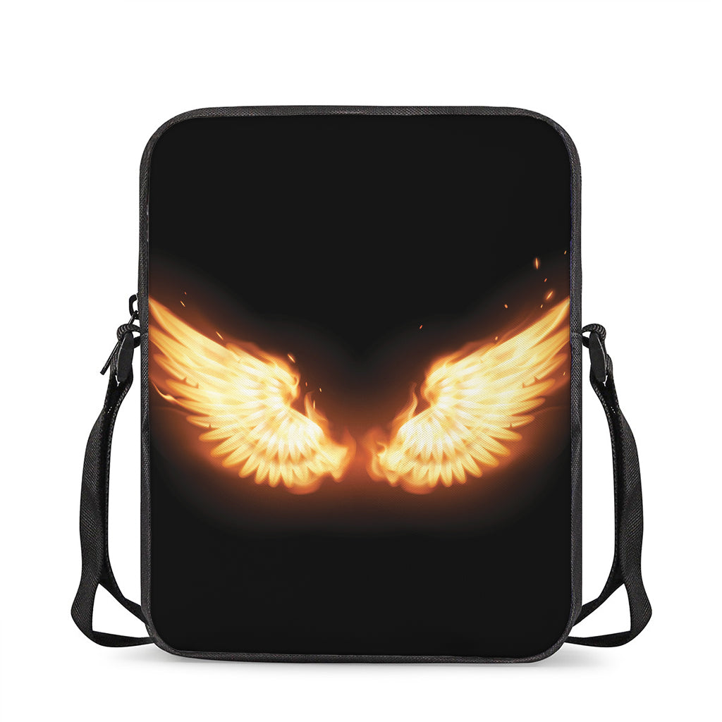Flame Wings Print Rectangular Crossbody Bag
