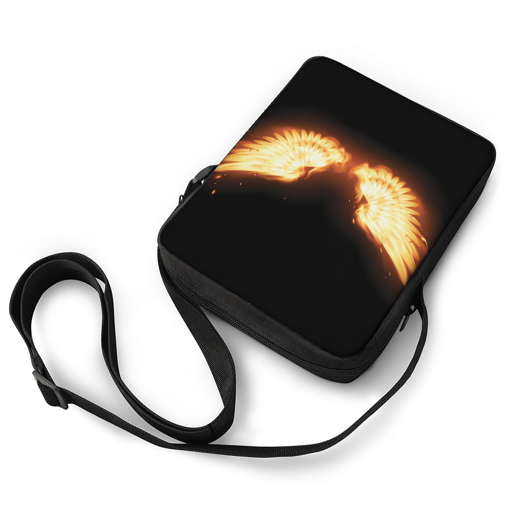 Flame Wings Print Rectangular Crossbody Bag
