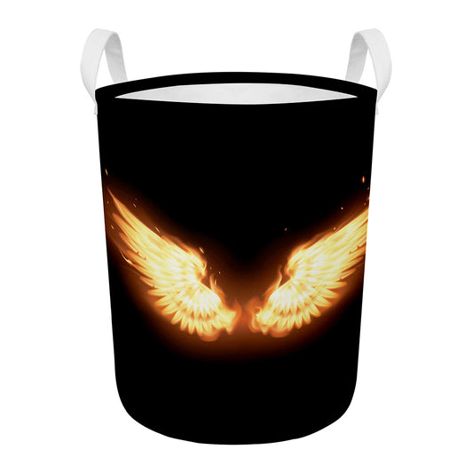 Flame Wings Print Round Laundry Basket