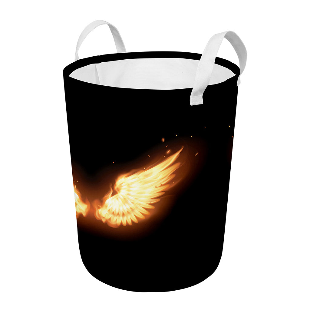 Flame Wings Print Round Laundry Basket