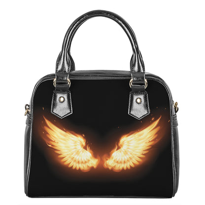 Flame Wings Print Shoulder Handbag