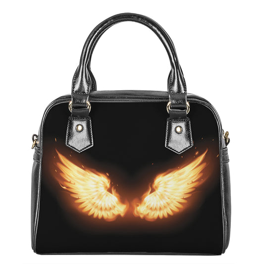 Flame Wings Print Shoulder Handbag