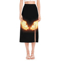 Flame Wings Print Side Slit Midi Skirt