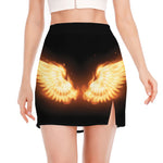 Flame Wings Print Side Slit Mini Skirt