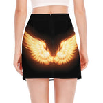 Flame Wings Print Side Slit Mini Skirt