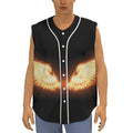 Flame Wings Print Sleeveless Baseball Jersey