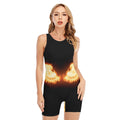 Flame Wings Print Sleeveless One Piece Swimsuit