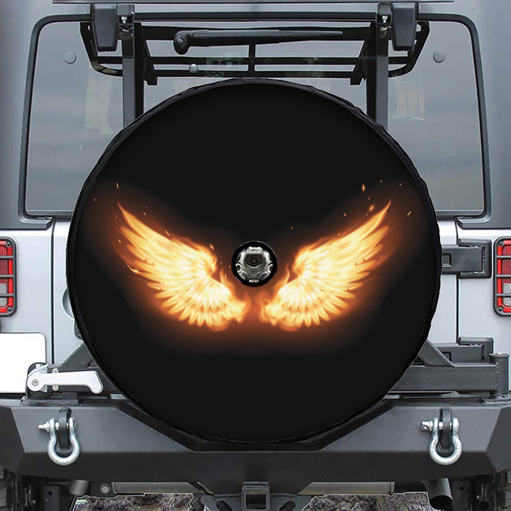 Flame Wings Print Tire Cover With Camera Hole