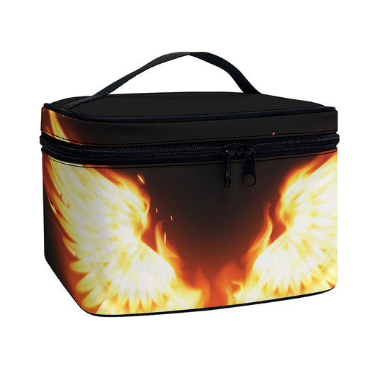 Flame Wings Print Travel Makeup Bag