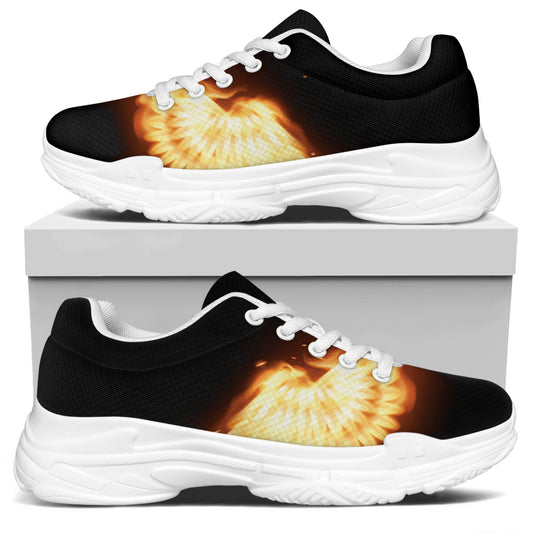 Flame Wings Print White Chunky Shoes