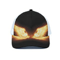 Flame Wings Print White Mesh Trucker Hat