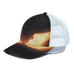 Flame Wings Print White Mesh Trucker Cap