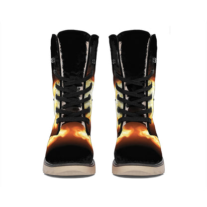 Flame Wings Print Winter Boots