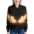 Flame Wings Print Women's Bomber Jacket