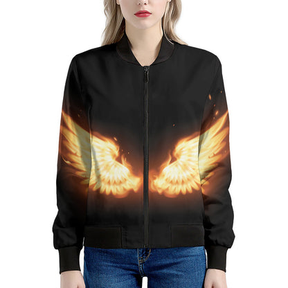 Flame Wings Print Women's Bomber Jacket