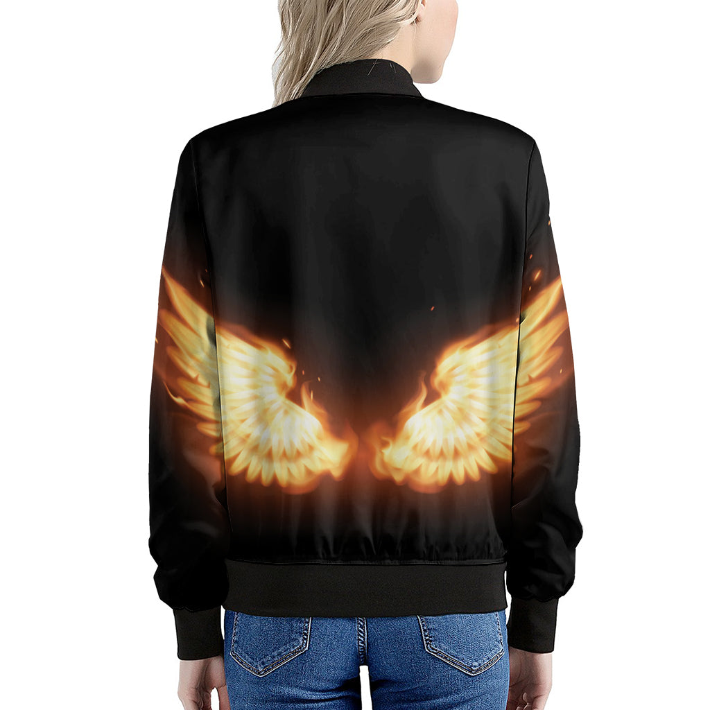 Flame Wings Print Women's Bomber Jacket
