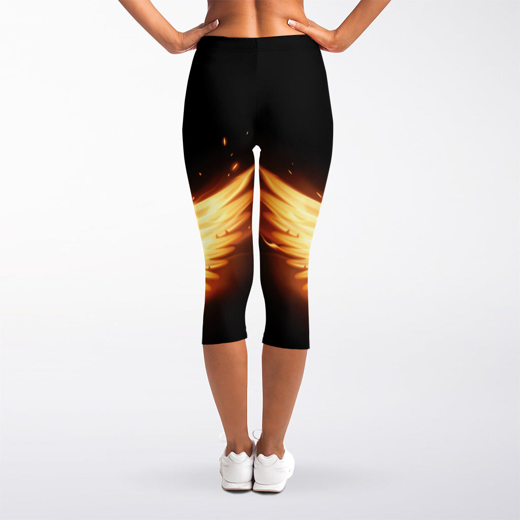 Flame Wings Print Women's Capri Leggings