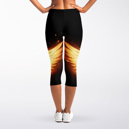 Flame Wings Print Women's Capri Leggings