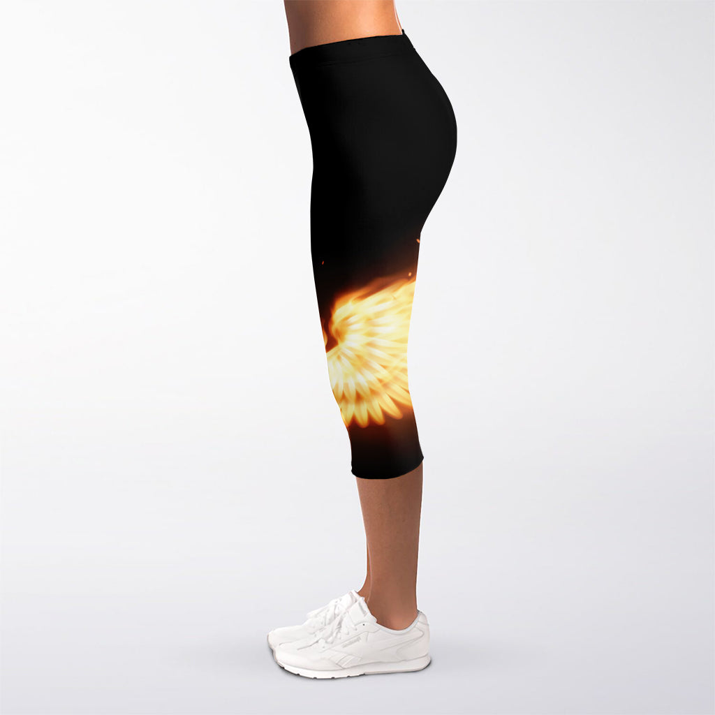Flame Wings Print Women's Capri Leggings